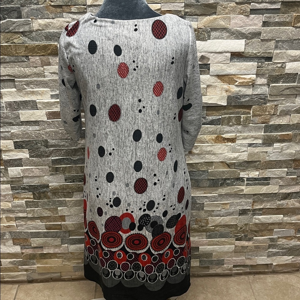Perceptions Gray And Red Patterned Tunic Dress - image 5